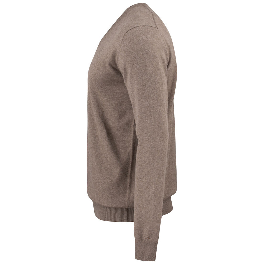 Nougat Melange - Side - Cutter & Buck Mens Oakville V Neck Sweatshirt