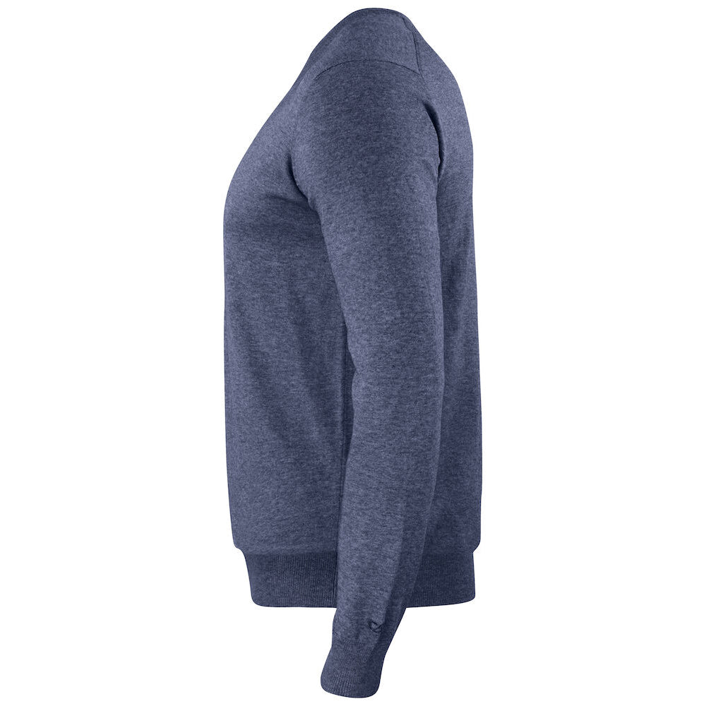 Navy Melange - Side - Cutter & Buck Mens Oakville V Neck Sweatshirt