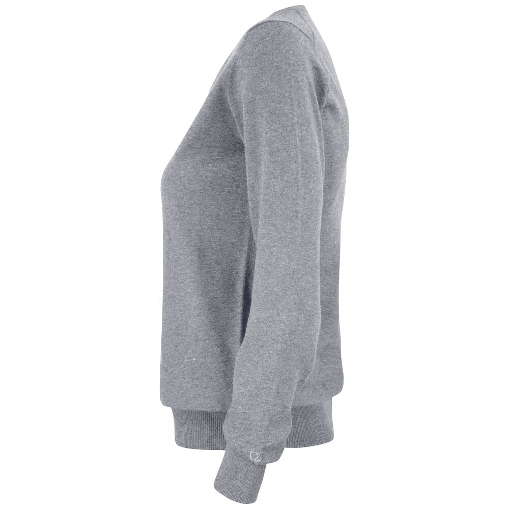 Grey Melange - Side - Cutter & Buck Womens-Ladies Oakville V Neck Sweatshirt