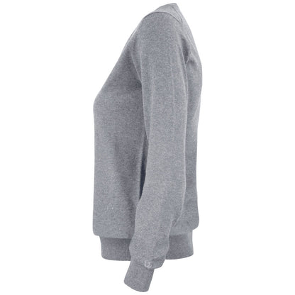 Grey Melange - Side - Cutter & Buck Womens-Ladies Oakville V Neck Sweatshirt