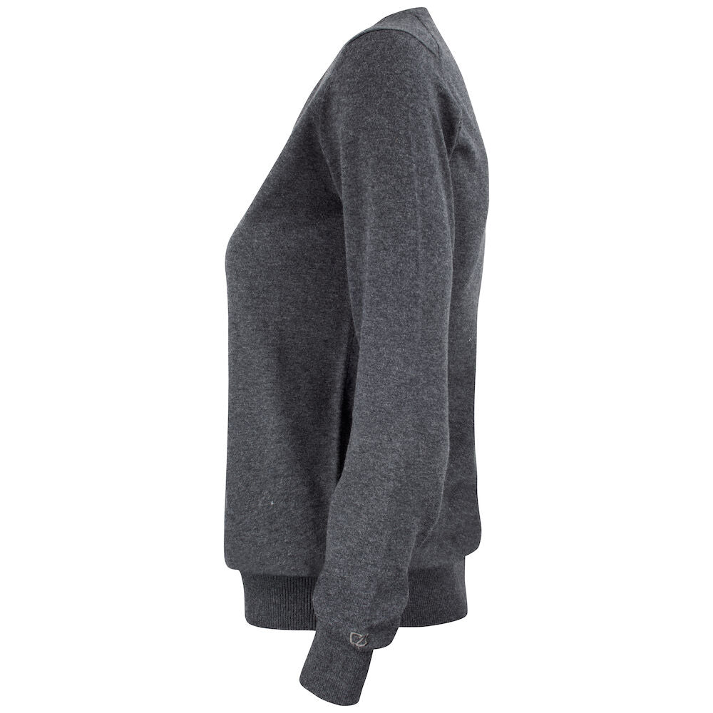Anthracite Melange - Side - Cutter & Buck Womens-Ladies Oakville V Neck Sweatshirt
