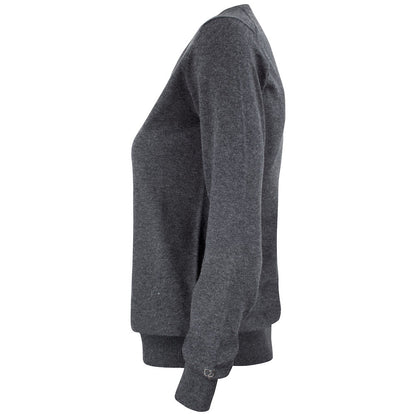 Anthracite Melange - Side - Cutter & Buck Womens-Ladies Oakville V Neck Sweatshirt