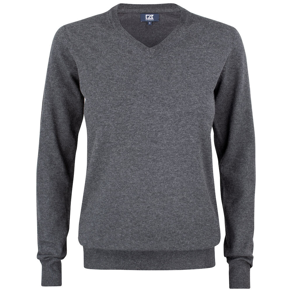 Anthracite Melange - Front - Cutter & Buck Womens-Ladies Oakville V Neck Sweatshirt