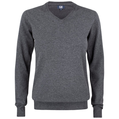 Anthracite Melange - Front - Cutter & Buck Womens-Ladies Oakville V Neck Sweatshirt
