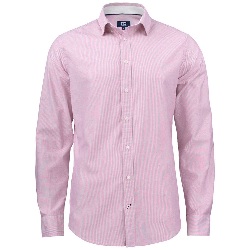 Burgundy-White - Front - Cutter & Buck Mens Belfair Oxford Shirt