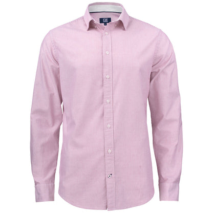 Burgundy-White - Front - Cutter & Buck Mens Belfair Oxford Shirt