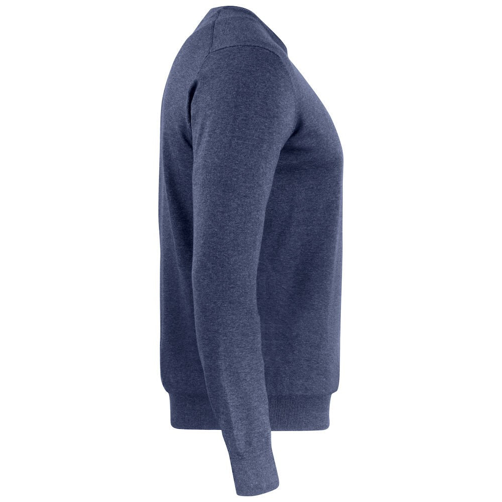 Navy Melange - Side - Cutter & Buck Mens Oakville Knitted Crew Neck Sweater Top