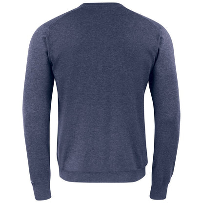 Navy Melange - Back - Cutter & Buck Mens Oakville Knitted Crew Neck Sweater Top