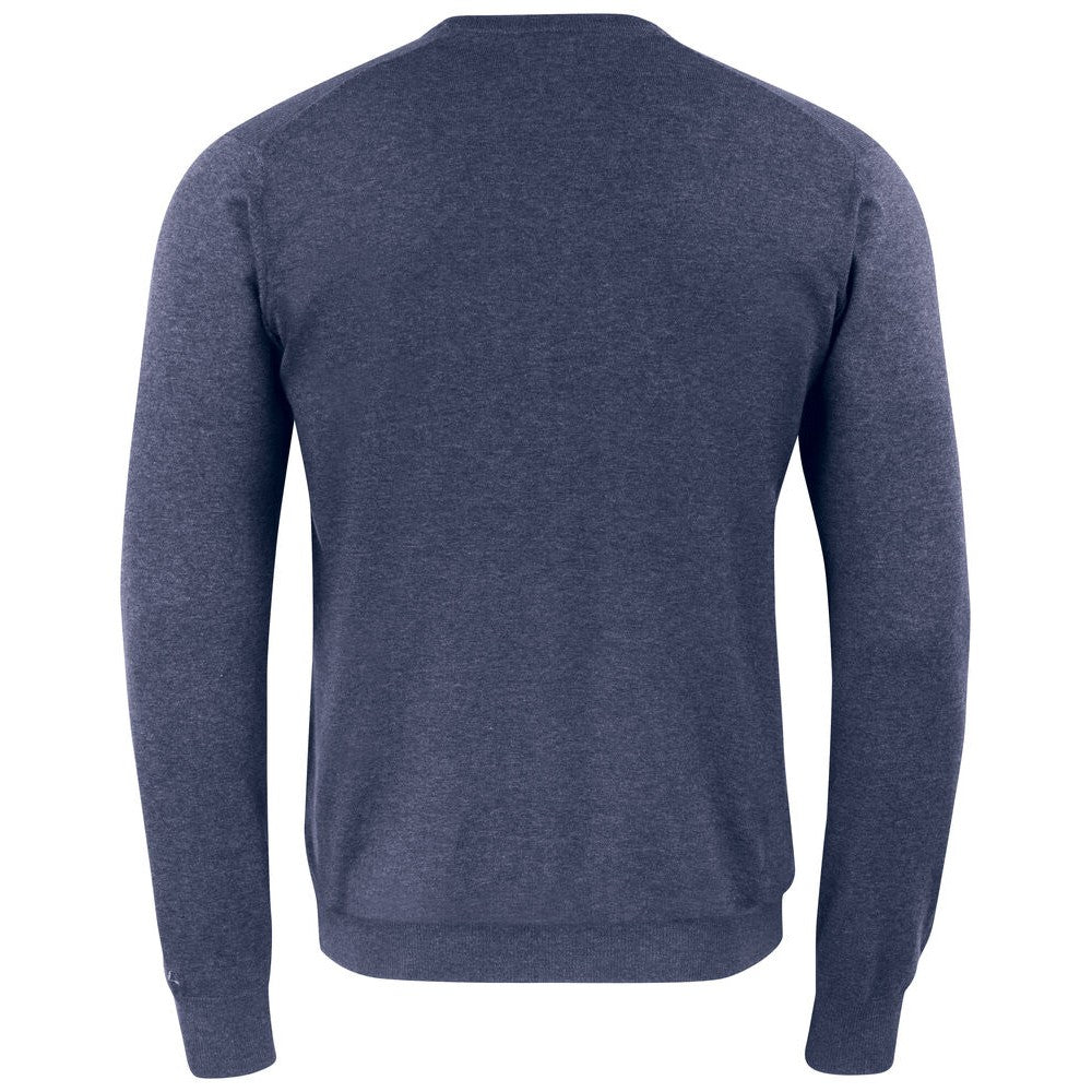 Navy Melange - Back - Cutter & Buck Mens Oakville Knitted Crew Neck Sweater Top