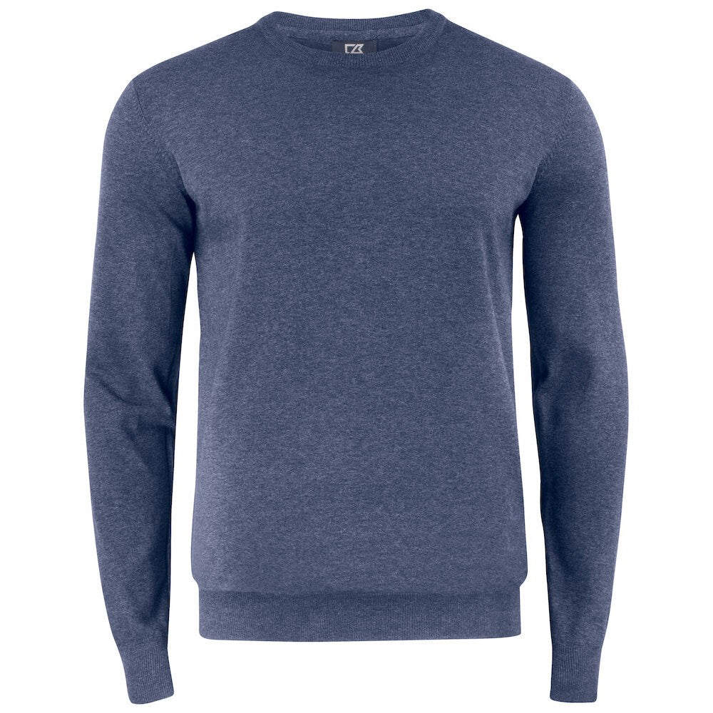 Navy Melange - Front - Cutter & Buck Mens Oakville Knitted Crew Neck Sweater Top