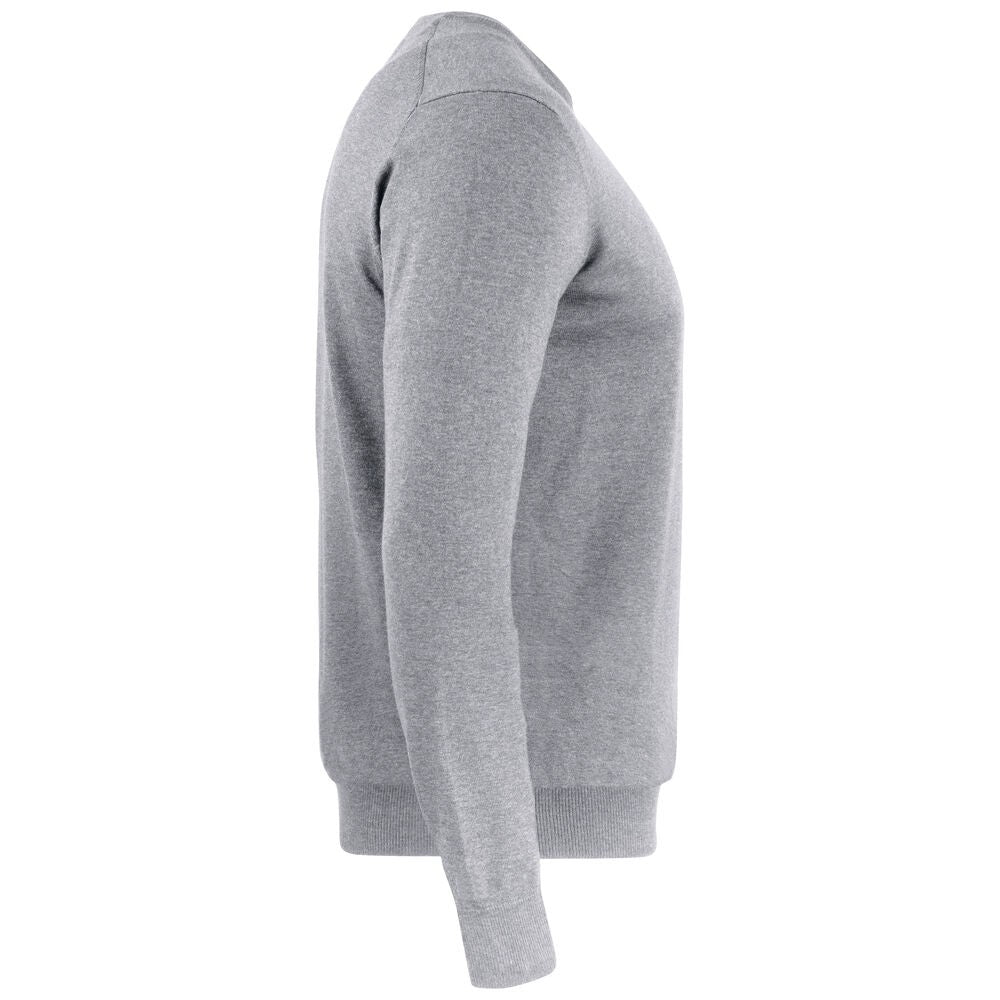 Grey Melange - Side - Cutter & Buck Mens Oakville Knitted Crew Neck Sweater Top