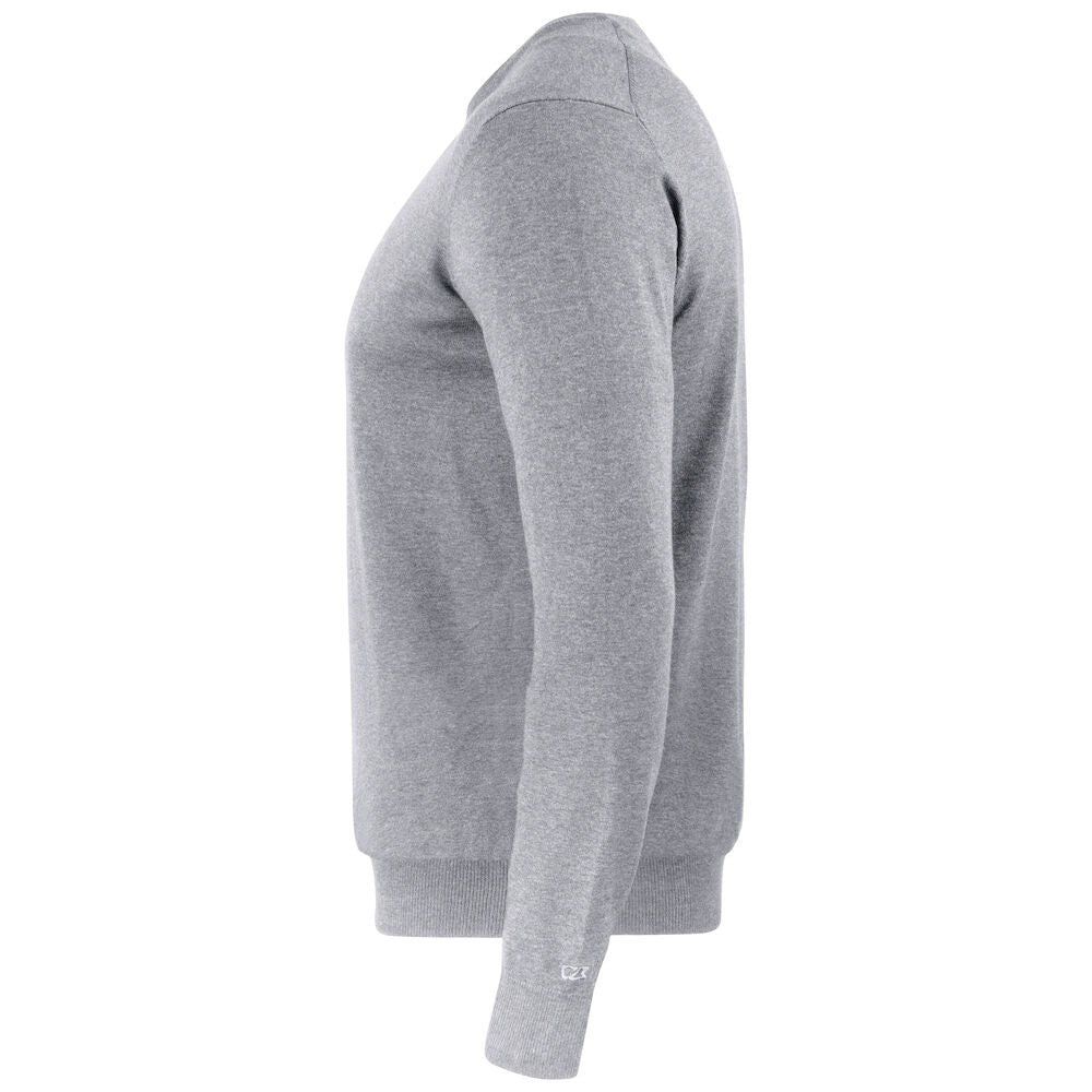 Grey Melange - Lifestyle - Cutter & Buck Mens Oakville Knitted Crew Neck Sweater Top