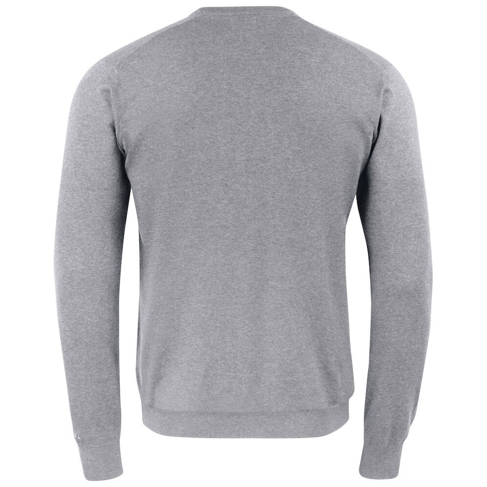 Grey Melange - Back - Cutter & Buck Mens Oakville Knitted Crew Neck Sweater Top