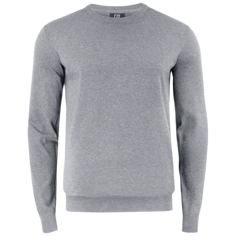 Grey Melange - Front - Cutter & Buck Mens Oakville Knitted Crew Neck Sweater Top