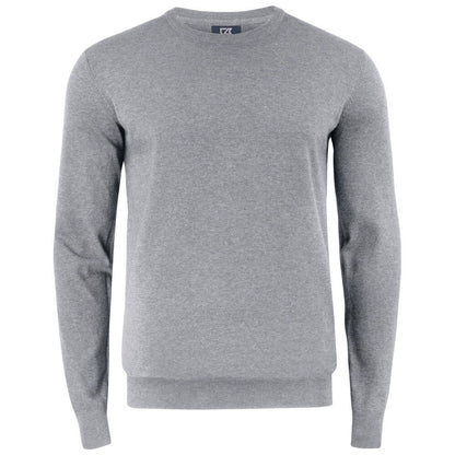 Grey Melange - Front - Cutter & Buck Mens Oakville Knitted Crew Neck Sweater Top
