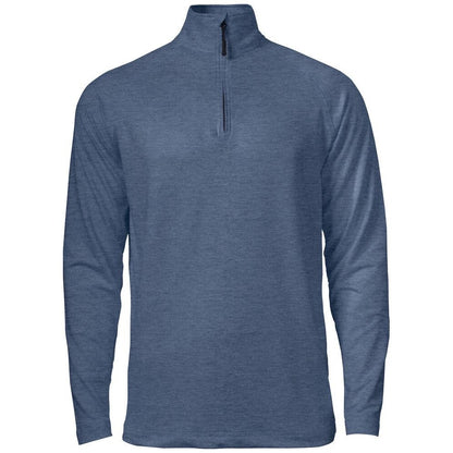 Slate Blue Melange - Front - Cutter & Buck Mens Coos Bay Half Zip Top