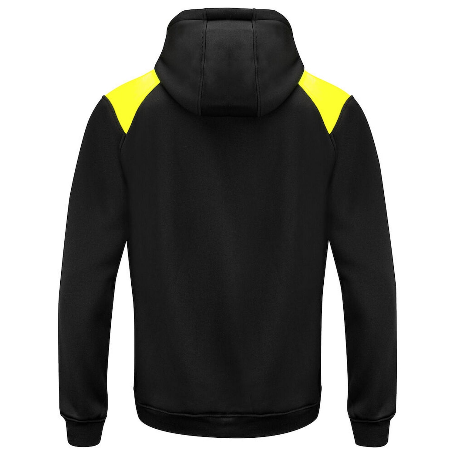 Black-Yellow - Back - Projob Mens Full Zip Hoodie