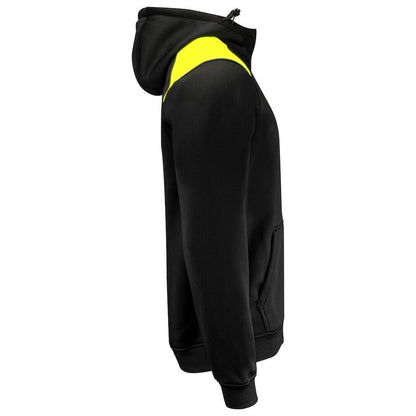 Black-Yellow - Side - Projob Mens Full Zip Hoodie