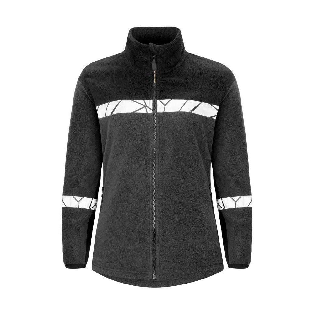 Grey-Black - Front - Projob Womens-Ladies Progression Full Zip Fleece Jacket