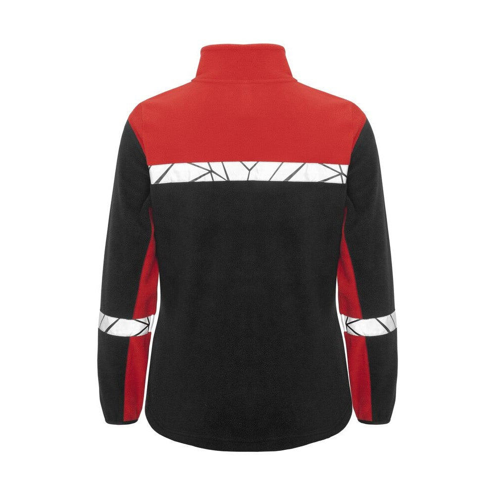 Black-Red - Back - Projob Womens-Ladies Progression Full Zip Fleece Jacket
