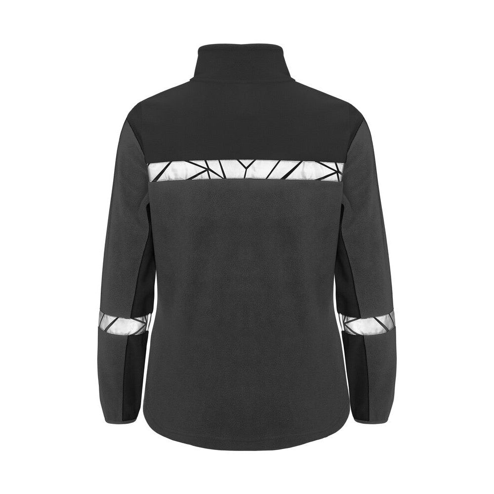 Grey-Black - Back - Projob Womens-Ladies Progression Full Zip Fleece Jacket