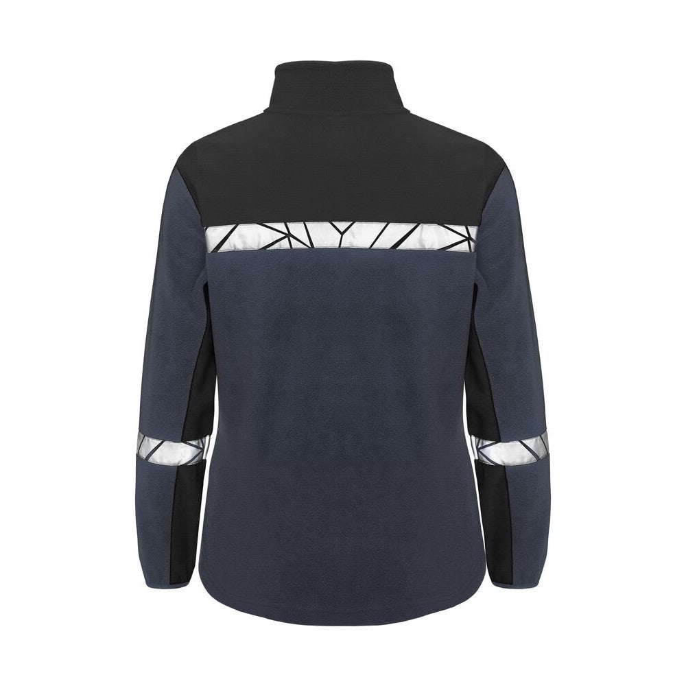 Navy-Black - Back - Projob Womens-Ladies Progression Full Zip Fleece Jacket