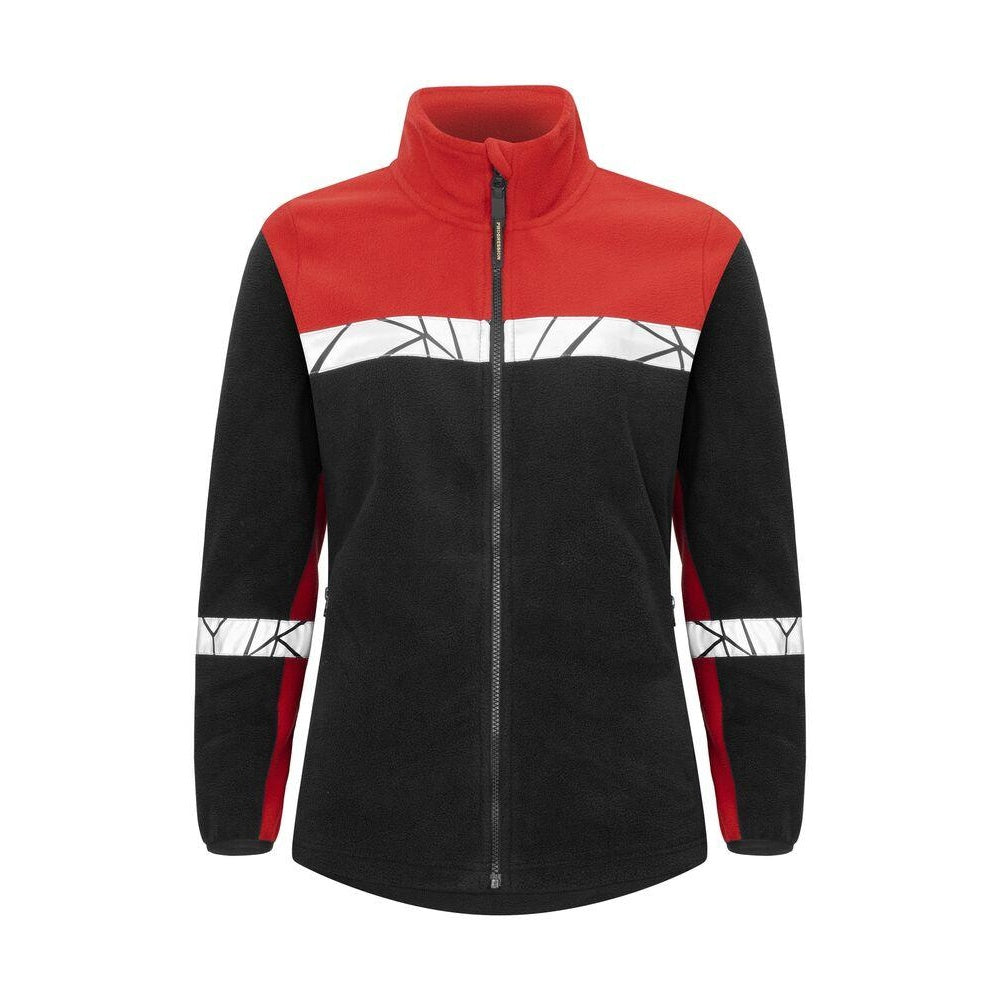 Black-Red - Front - Projob Womens-Ladies Progression Full Zip Fleece Jacket