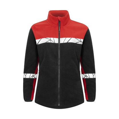 Black-Red - Front - Projob Womens-Ladies Progression Full Zip Fleece Jacket