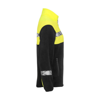 Black-Yellow - Side - Projob Womens-Ladies Progression Full Zip Fleece Jacket