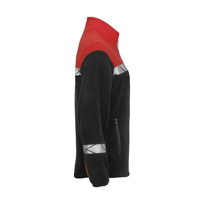 Black-Red - Side - Projob Womens-Ladies Progression Full Zip Fleece Jacket