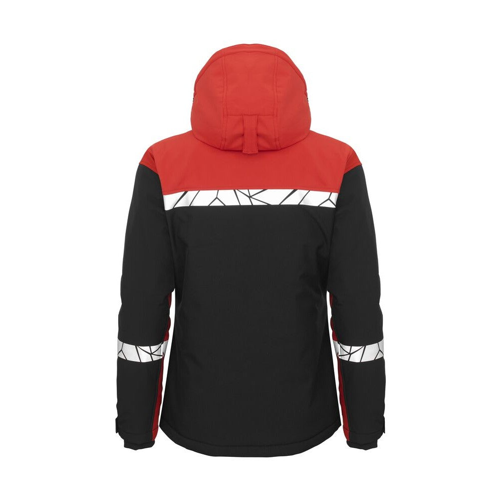 Black-Red - Back - Projob Womens-Ladies Progression Soft Shell Jacket