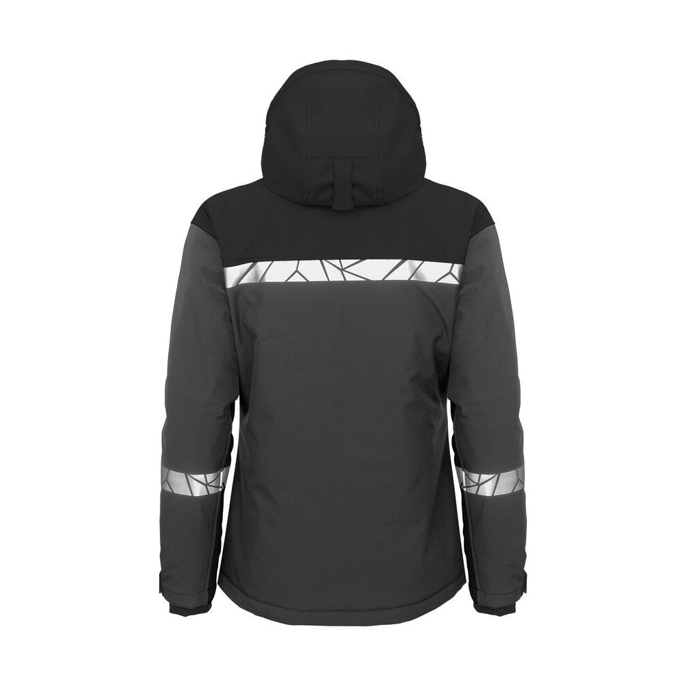 Grey-Black - Back - Projob Womens-Ladies Progression Soft Shell Jacket