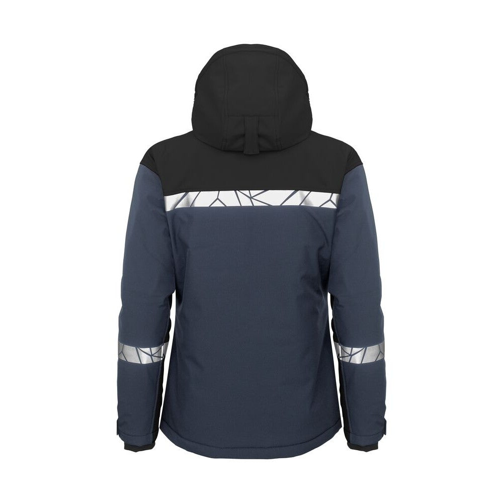 Navy-Black - Back - Projob Womens-Ladies Progression Soft Shell Jacket