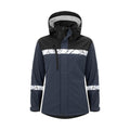 Navy-Black - Front - Projob Womens-Ladies Progression Soft Shell Jacket