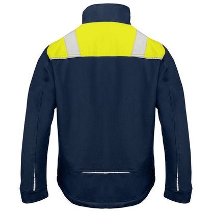 Navy-Yellow - Back - Projob Mens Cotton Padded Jacket