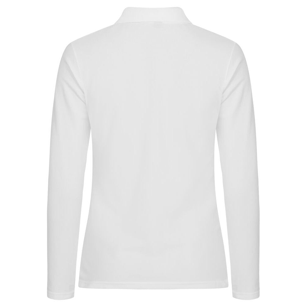 White - Back - Clique Womens-Ladies Premium Stretch Long-Sleeved Polo Shirt