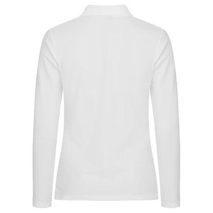 White - Back - Clique Womens-Ladies Premium Stretch Long-Sleeved Polo Shirt