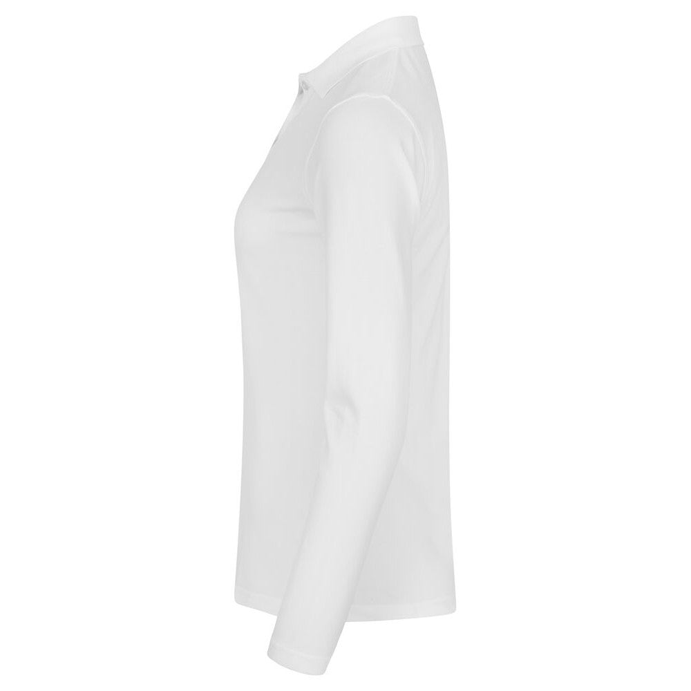White - Lifestyle - Clique Womens-Ladies Premium Stretch Long-Sleeved Polo Shirt