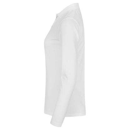 White - Lifestyle - Clique Womens-Ladies Premium Stretch Long-Sleeved Polo Shirt