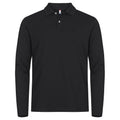 Black - Front - Clique Mens Premium Stretch Long-Sleeved Polo Shirt