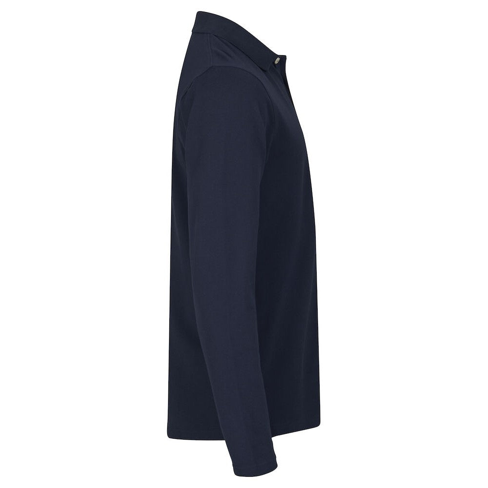 Navy - Side - Clique Mens Premium Stretch Long-Sleeved Polo Shirt