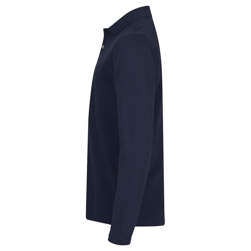 Navy - Lifestyle - Clique Mens Premium Stretch Long-Sleeved Polo Shirt