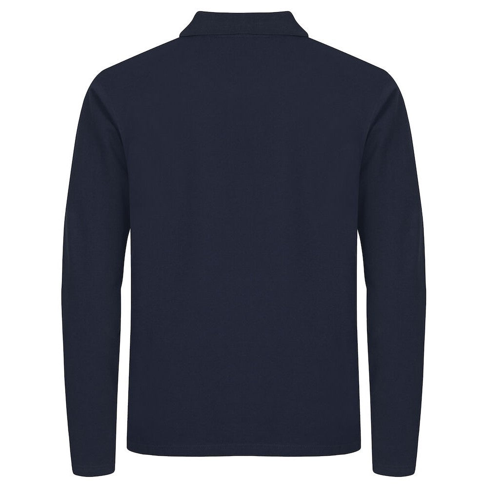 Navy - Back - Clique Mens Premium Stretch Long-Sleeved Polo Shirt