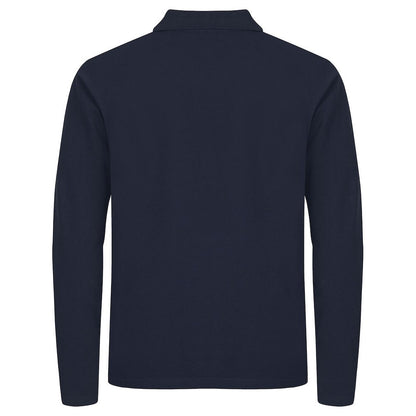 Navy - Back - Clique Mens Premium Stretch Long-Sleeved Polo Shirt