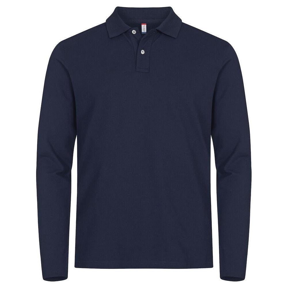 Navy - Front - Clique Mens Premium Stretch Long-Sleeved Polo Shirt
