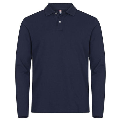Navy - Front - Clique Mens Premium Stretch Long-Sleeved Polo Shirt
