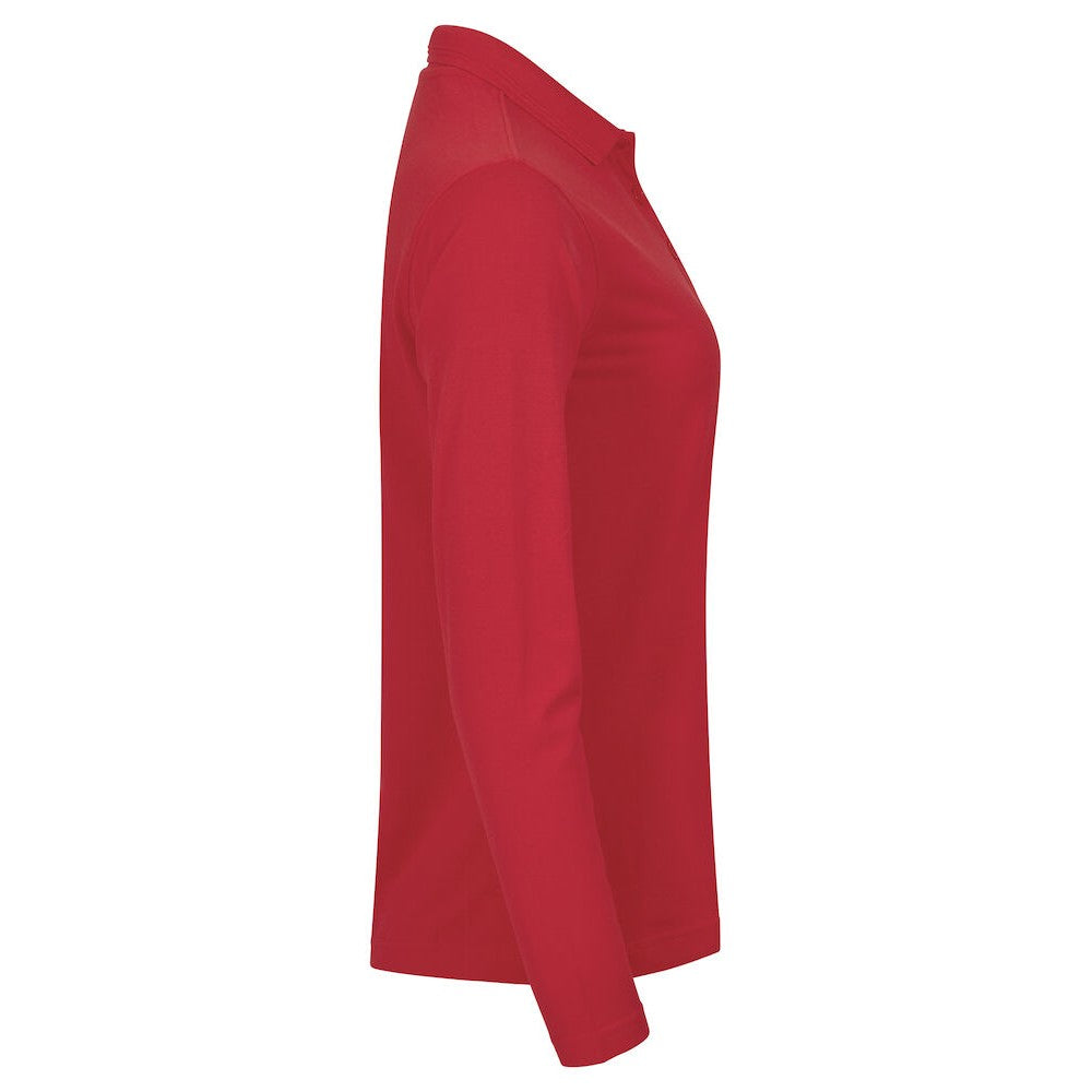 Red - Side - Clique Womens-Ladies Manhattan Long-Sleeved Polo Shirt