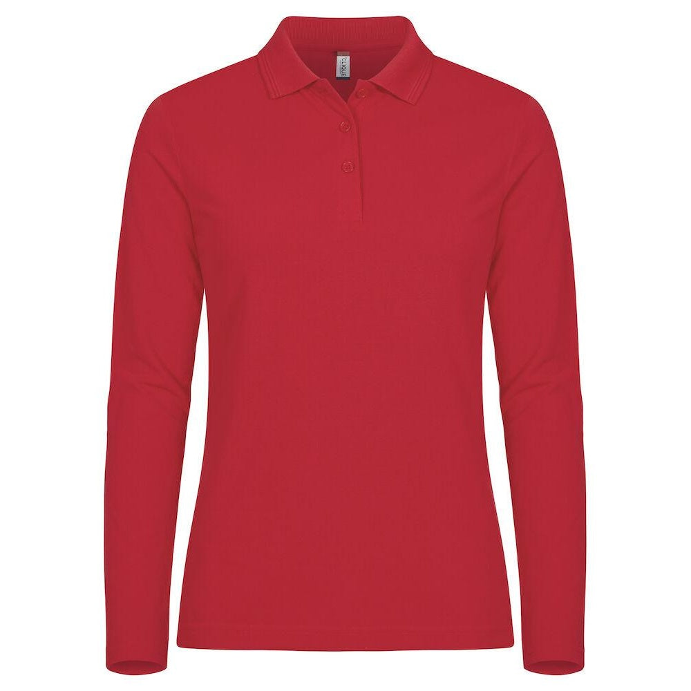 Red - Front - Clique Womens-Ladies Manhattan Long-Sleeved Polo Shirt