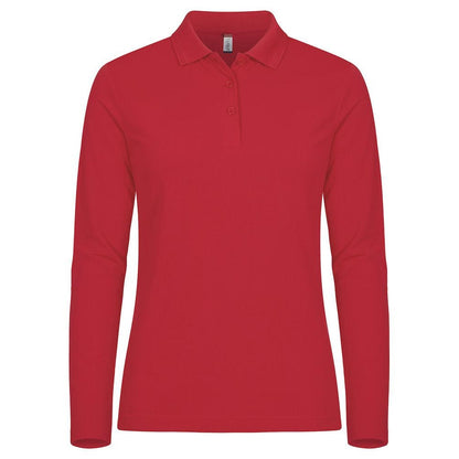 Red - Front - Clique Womens-Ladies Manhattan Long-Sleeved Polo Shirt