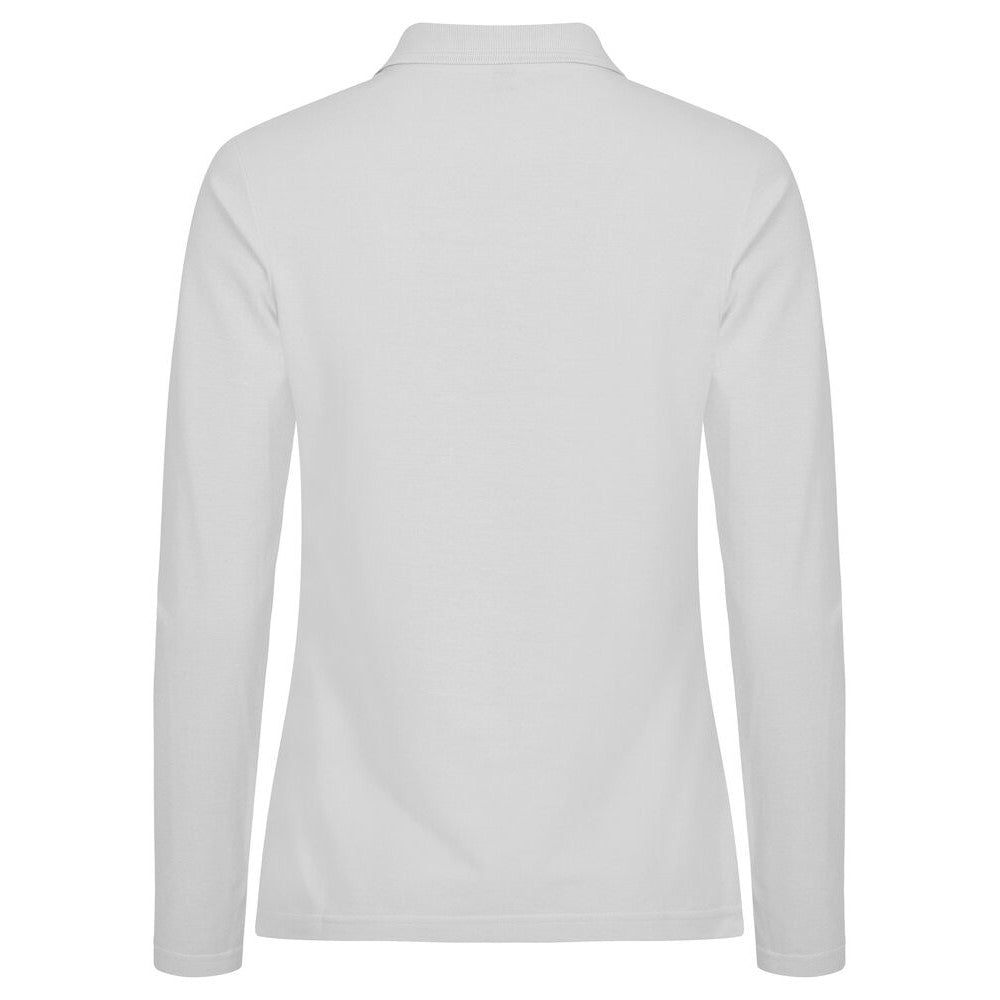 White - Back - Clique Womens-Ladies Manhattan Long-Sleeved Polo Shirt